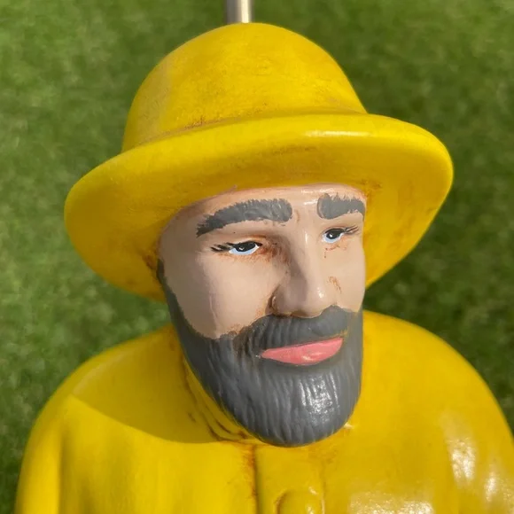 Vintage 80s Nautical Ceramic Fisherman Sailor Table Lamp - Picture 3 of 9